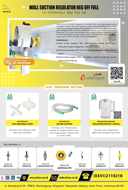 PAHSCO SUCTION REGULATOR LOW VACUUM 0-200 mmHg BAYI FULL SET