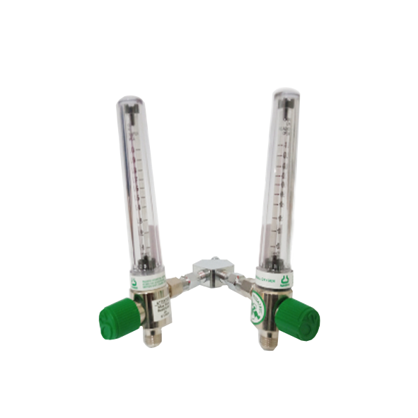 PAHSCO Twin Low Flowmeter Oksigen 0,1 -1,0 LPM FULL SET with Reusable Humidifier 135 ML and Adapter - Image 2